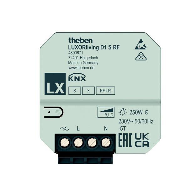 Theben 4800671 Funk-Dimmaktor 1-fach LUXORliving D1 S RF