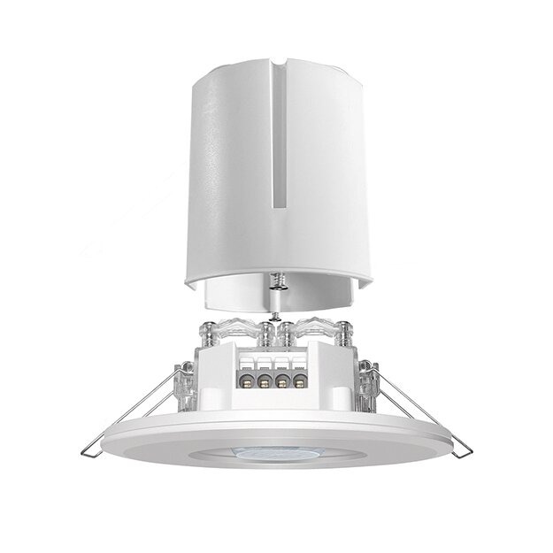 Esylux EP10423208 DALI-2-zertifizierter Decken-Präsenzmelder 360° Deckeneinbau Reichweite ca. Ø 8 m Eingabegerät mit IEC 62386 Part -301 -302 -303 -304 PD-FLAT 360/8 ROUND WHITE BMS FM DALI-2