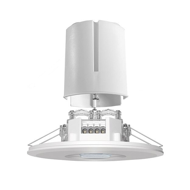 ESYLUX EP10423215 DALI-2-zertifizierter Decken-Präsenzmelder 360° Deckeneinbau Reichweite ca Ø 8 m Eingabegerät mit IEC 62386 Part -301 -302 -303 -304 PD-FLAT 360/8 LARGE ROUND WHITE BMS FM DALI-2 Weiß