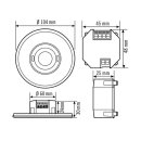 ESYLUX EP10428661 Design-Präsenzmelder DALI im Set mit DALI-Bus-Spannungsversorgung Reichweite ca 8 m im Ø 1 Kanal Unterputz Deckeneinbau rund PD-FLAT 360i/8 LARGE ROUND WHITE DALI SET Weiß