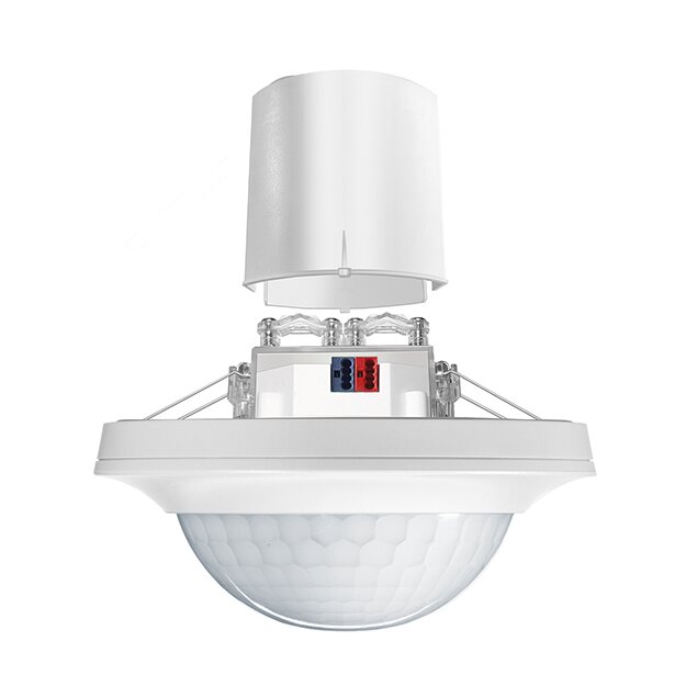 ESYLUX EP10428838 Deckeneinbau-Präsenzmelder 360° Reichweite ca Ø 24 m 2 x Lichtkanal KNX-Bus PD-C 360i/24 FM KNX UP Weiß