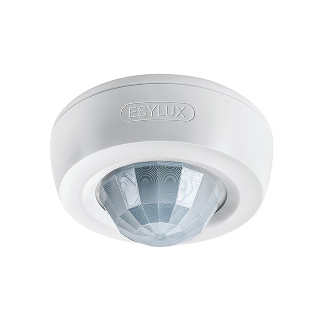 ESYLUX EB10430879 Decken-Präsenzmelder 360° Aufputz Reichweite ca Ø 24 m Nulldurchgangsschaltung fernbedienbar PD 360i/24 BASIC Weiß