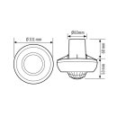 Esylux EB10431739 Deckeneinbau-Präsenzmelder 360° Aufputz Reichweite ca. Ø 24 m Nulldurchgangsschaltung PD 360/24 BASIC FM