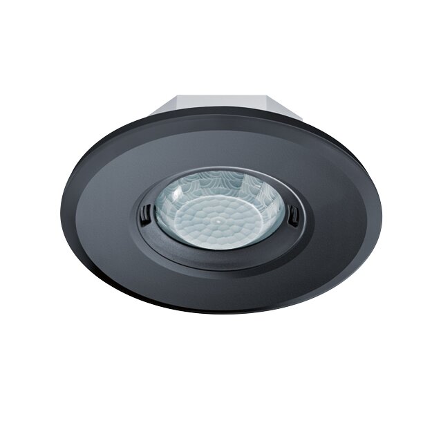 ESYLUX EP10428074 Decken-Bewegungsmelder 360° Unterputz flache Bauweise Reichweite ca Ø 8 m fernbedienbar rund MD-FLAT 360i/8 ROUND BLACK Schwarz