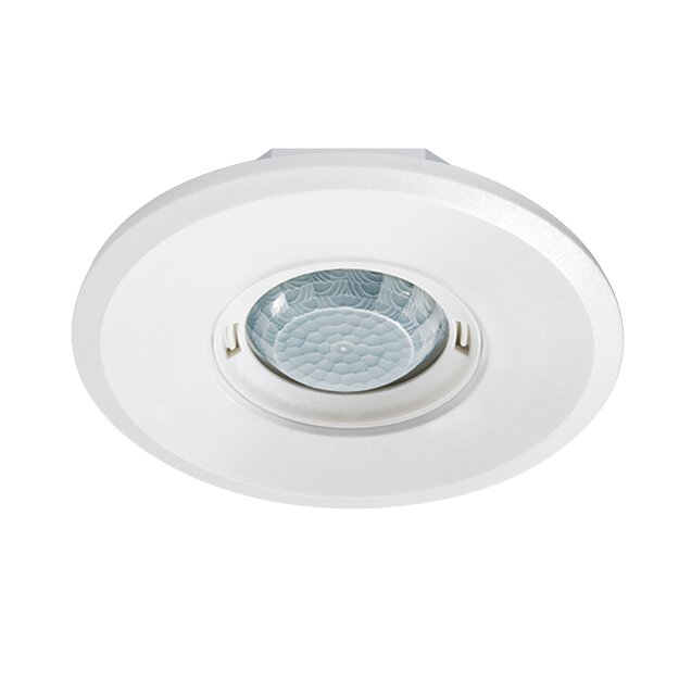 ESYLUX EP10428623 Decken-Präsenzmelder 360° Unterputz flache Bauweise Reichweite ca Ø 8 m fernbedienbar rund PD-FLAT 360i/8 LARGE ROUND WHITE Weiß