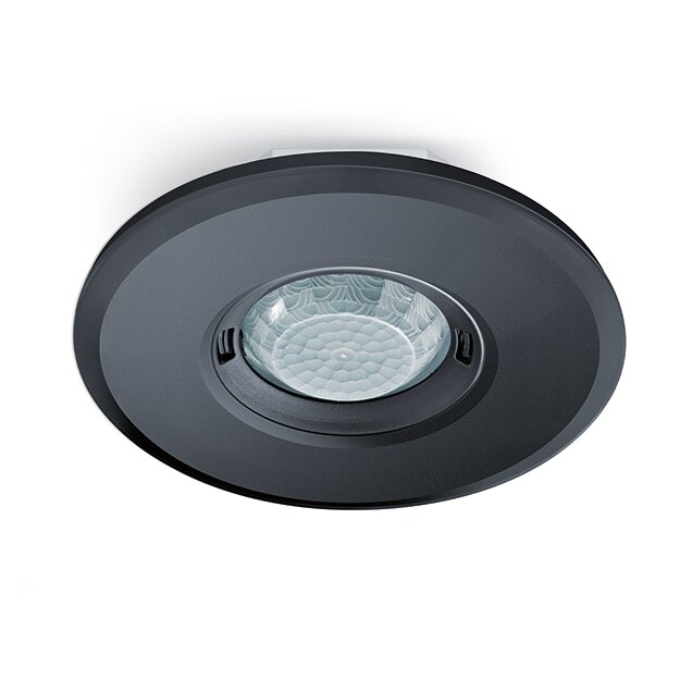 ESYLUX EP10428753 Decken-Präsenzmelder 360° Unterputz flache Bauweise Reichweite ca Ø 8 m fernbedienbar rund PD-FLAT 360i/8 LARGE ROUND BK Schwarz