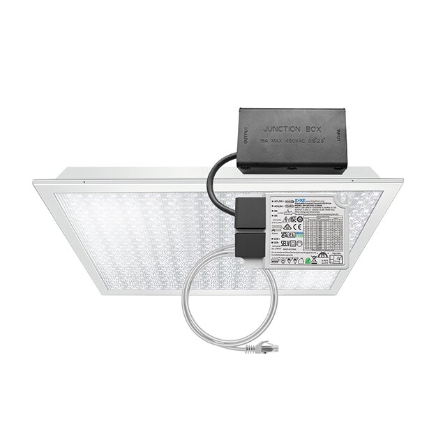 ESYLUX EQ10132537 LED-Deckeneinlegeleuchte mit transparentem mikroprismatischem Diffusor Farbtemperatur ca 4000 K (neutral) CELINE-2 PNL 625 DDP TR 4400 840 IP20 DALI-2 SET Weiß