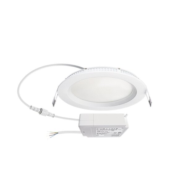 ESYLUX EO10298929 LED Downlight zum Einbau in Decken-/Wandausschnitten mit 165mm 9W 3K inkl Std Treiber DALI SwitchDIM ELSA-2 DL 165 OP 110° 900 830 DALI WH Weiß