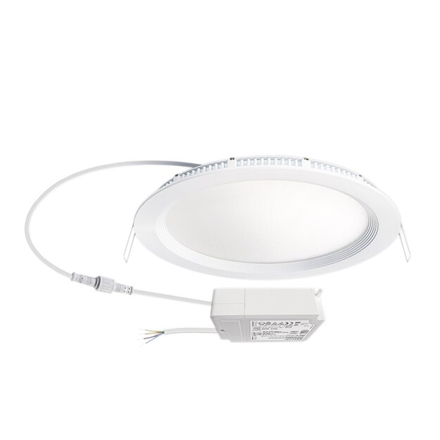 ESYLUX EO10298943 LED Downlight zum Einbau in Decken-/Wandausschnitten mit 225mm 18W 3K inkl Std Treiber DALI SwitchDIM ELSA-2 DL 225 OP 110° 1800 830 DALI WH Weiß
