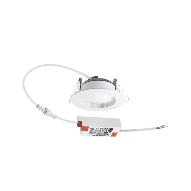 ESYLUX EO10298967 LED Downlight zum Einbau in Decken-/Wandausschnitten mit 68mm 5W 3K inkl Std Treiber an/aus ELSA-2 DL 68 OP 100° 500 830 WH Weiß