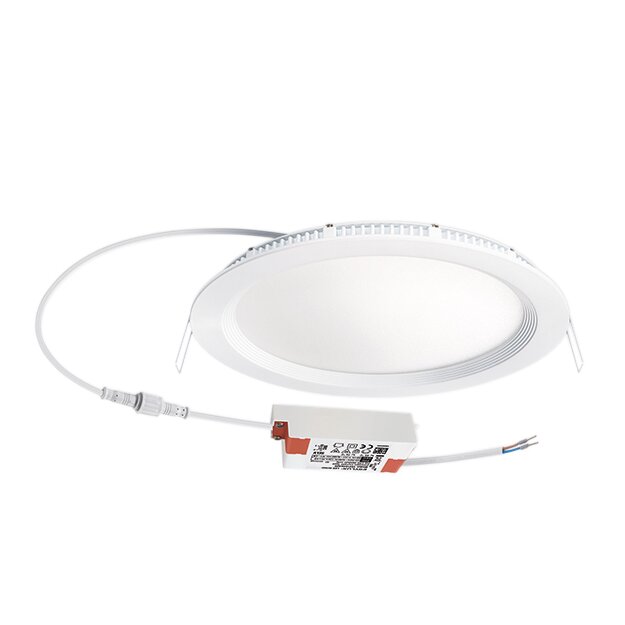 ESYLUX EO10299001 LED Downlight zum Einbau in Decken-/Wandausschnitten mit 225mm 18W 3K inkl Std Treiber an/aus ELSA-2 DL 225 OP 110° 1800 830 WH Weiß
