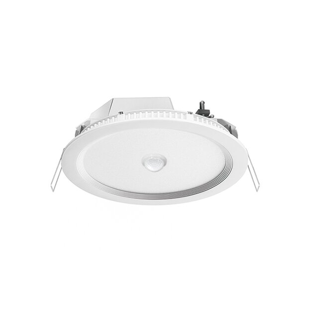 ESYLUX EO10299025 LED Downlight zum Einbau in Decken-/Wandausschnitten mit 225mm 18W 3K integrierter Bewegungsmelder ELSA-2 DL 225 OP 110° 1800 830 MD IR WH Weiß