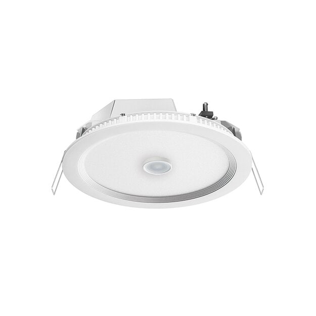 ESYLUX EO10299667 LED Downlight zum Einbau in Decken-/Wandausschnitten mit 225mm 18W 4K integrierter Präsenzmelder ELSA-2 DL 225 OP 110° 1800 840 PD IR PS DALI WH Weiß
