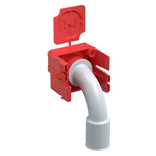 Kaiser 1261-96 Betonbau B2 Wand-Decken-Übergang 90° für Ø 25 mm-Rohre mit Magnetaufnahme 2-teilig mit Klebefläche und Deckel