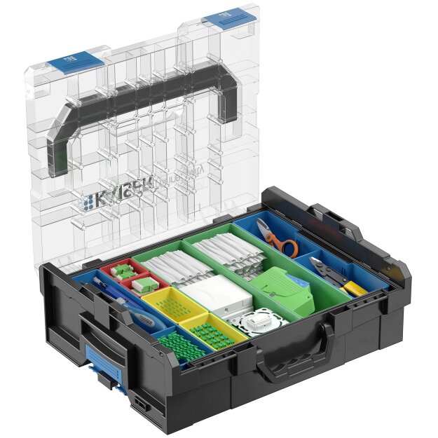 Kaiser 4261011 E3S Connect® Zubehörbox bestückt LC/APC Gehäuse und DX Kupplung Reinigungsmaterial Werkzeug TAs AP UP