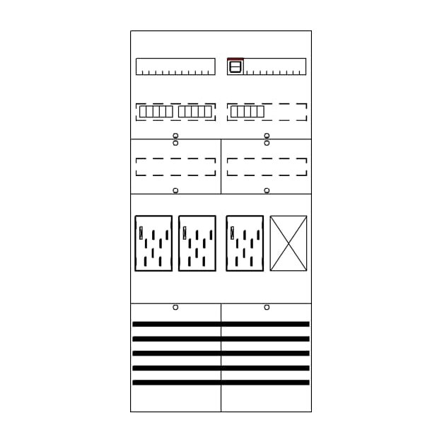 Striebel 2CPX054170R9999 BF27A31XAM Zählerfeld 7RE 3ZM1R vorverdrahtet mit BKE-I Netzsystem TN-S 5-polig
