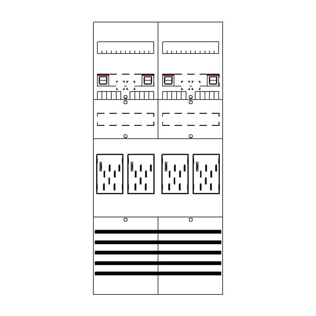 Striebel 2CPX054129R9999 BF27T4 Zählerfeld 7RE 4Z vorverdrahtet mit BKE-I Netzsystem TN-S 5-polig