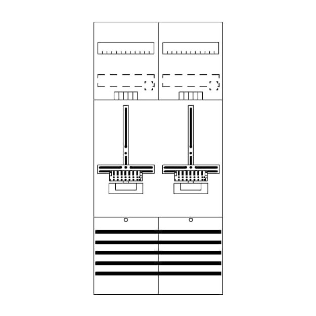 Striebel 2CPX054093R9999 DF27P2 Zählerfeld 7RE 2Z vorverdrahtet mit Zählerkreuz Netzsystem TN-S 5-polig
