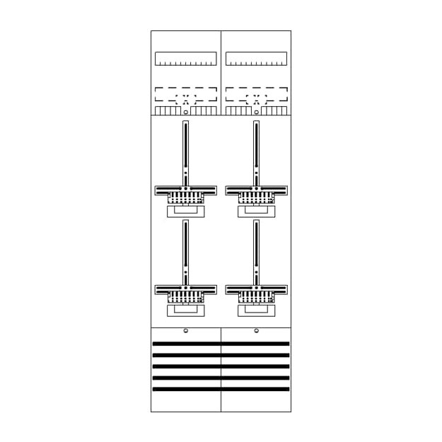 Striebel 2CPX054100R9999 DF29P4 Zählerfeld 9RE 4Z vorverdrahtet mit Zählerkreuz Netzsystem TN-S 5-polig