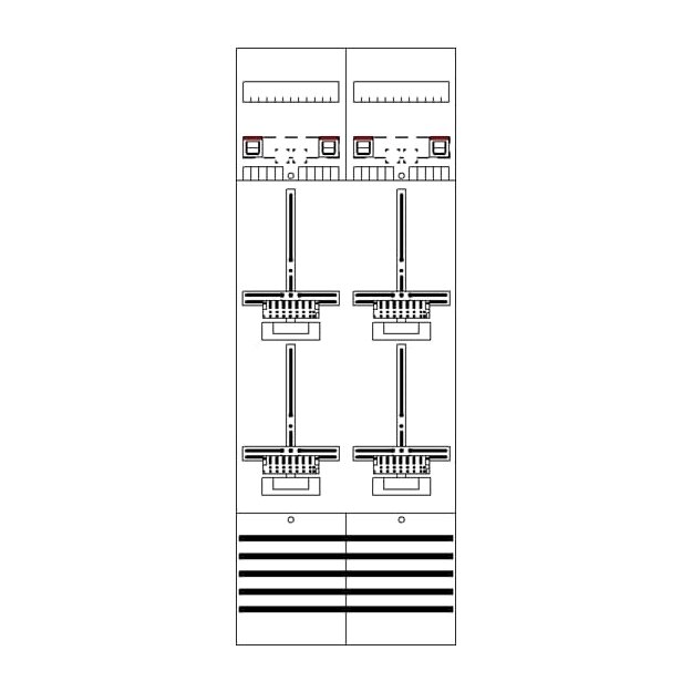 Striebel 2CPX054146R9999 DF29Q4 Zählerfeld 9RE 4Z vorverdrahtet mit Zählerkreuz Netzsystem TN-S 5-polig