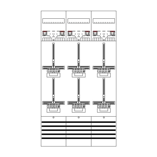 Striebel 2CPX054147R9999 DF39Q6 Zählerfeld 9RE 6Z vorverdrahtet mit Zählerkreuz Netzsystem TN-S 5-polig