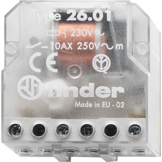 Finder 26.01.8.024.0000 Stromstoßschalter für Chassis oder UP-Dose 1 Schließer 10 A Aus/An für 24 V AC (1er)