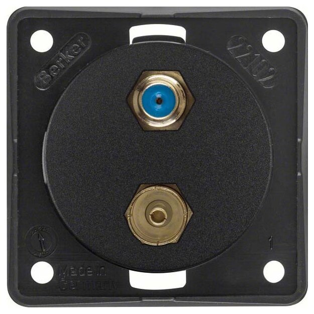 Berker 9456005 Antennen-Verbinderdose Radio/SAT Integro Modul-Einsätze Schwarz matt