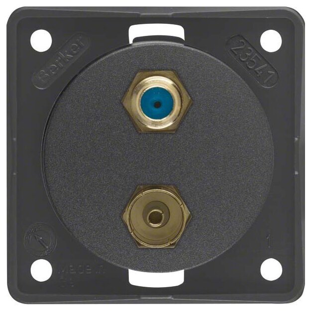 Berker 945602505 Antennen-Verbinderdose Radio/SAT Integro Modul-Einsätze Anthrazit matt