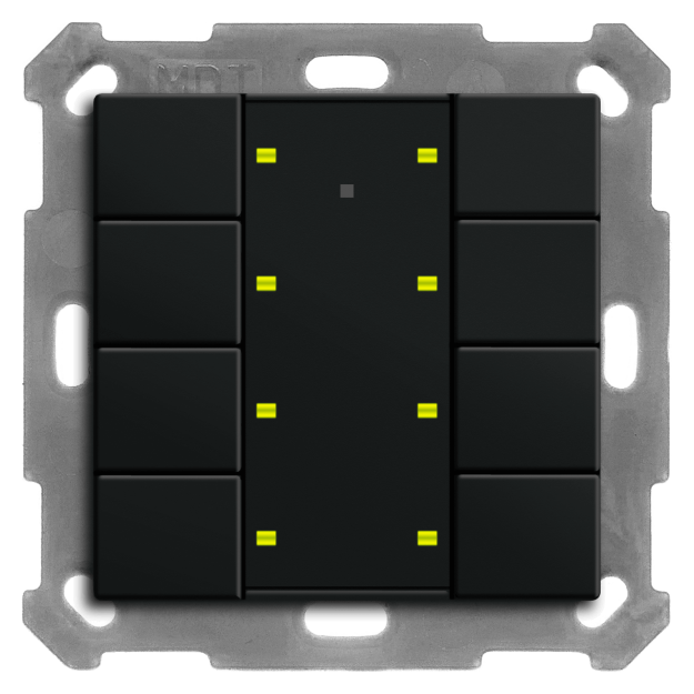 MDT RF-TA55A806.01 KNX RF+ Funk Taster Plus 8-fach mit Aktor 55 mm Schwarz matt