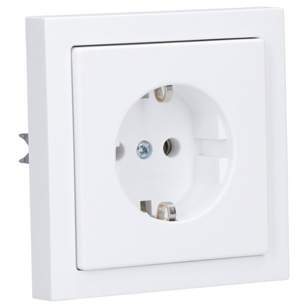 Busch-Jaeger future® linear Komplett-Set: 20 EUC-884 SCHUKO® Steckdosen-Einsatz + 1721-884K Abdeckrahmen 1-fach, Future Linear weiß matt