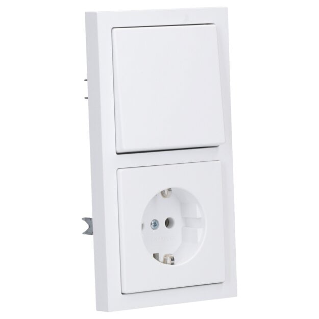 Busch-Jaeger future® linear Komplett-Set: 2000/6 US Wechselschalter Einsatz + 1786-884 Wippe + 20 EUC-884 SCHUKO® Steckdosen-Einsatz + 1722-884K Abdeckrahmen 2-fach, Future Linear weiß matt