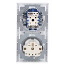 Busch-Jaeger future® linear Komplett-Set: 2000/6 US Wechselschalter Einsatz + 1786-884 Wippe + 20 EUC-884 SCHUKO® Steckdosen-Einsatz + 1722-884K Abdeckrahmen 2-fach, Future Linear weiß matt
