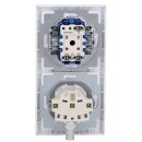 Busch-Jaeger future® linear Komplett-Set: 2000/5 US Wippschalter-Einsatz Serienschaltung + 1785-884 Serienwippe + 20 EUCKS-884 SCHUKO® Steckdosen-Einsatz mit erh. Berührungsschutz + 1722-884K Abdeckrahmen 2-fach, Future Linear weiß matt