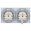 Busch-Jaeger future® linear Komplett-Set: 2x 20 EUC-884 SCHUKO® Steckdosen-Einsatz + 1722-884K Abdeckrahmen 2-fach, Future Linear weiß matt