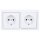 Busch-Jaeger future® linear Komplett-Set: 2x 20 EUC-884 SCHUKO® Steckdosen-Einsatz + 1722-884K Abdeckrahmen 2-fach, Future Linear weiß matt