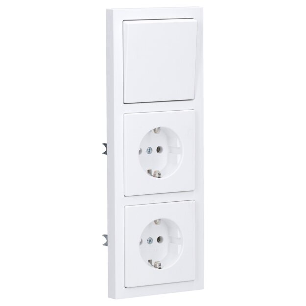 Busch-Jaeger future® linear Komplett-Set: 2000/6 US Wechselschalter Einsatz + 1786-884 Wippe + 2x 20 EUC-884 SCHUKO® Steckdosen-Einsatz + 1723-884K Abdeckrahmen 3-fach, Future Linear weiß matt