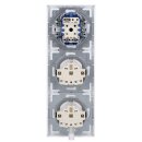 Busch-Jaeger future® linear Komplett-Set: 2000/6 US Wechselschalter Einsatz + 1786-884 Wippe + 2x 20 EUC-884 SCHUKO® Steckdosen-Einsatz + 1723-884K Abdeckrahmen 3-fach, Future Linear weiß matt