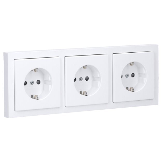 Busch-Jaeger future® linear Komplett-Set: 3x 20 EUCKS-884 SCHUKO® Steckdosen-Einsatz mit erh. Berührungsschutz + 1723-884K Abdeckrahmen 3-fach, Future Linear weiß matt