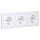 Busch-Jaeger future® linear Komplett-Set: 3x 20 EUCKS-884 SCHUKO® Steckdosen-Einsatz mit erh. Berührungsschutz + 1723-884K Abdeckrahmen 3-fach, Future Linear weiß matt