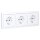Busch-Jaeger future® linear Komplett-Set: 3x 20 EUC-884 SCHUKO® Steckdosen-Einsatz + 1723-884K Abdeckrahmen 3-fach, Future Linear weiß matt