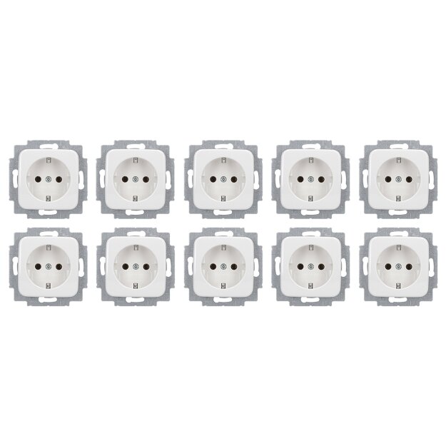 Busch-Jaeger Set: 10x 20 EUC-214 SCHUKO® Steckdosen-Einsatz (Thermoplast) Alpinweiß Reflex SI 2CKA002011A1888