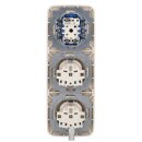 Busch-Jaeger Busch-Duro 2000 SI Set: 2x 20 EUC-212 SCHUKO Steckdose + 1x 2000/6 US Wippschalter-Einsatz + 1x Wippe 2506-212 + 1x  2513-212 Abdeckrahmen 3-fach Cremeweiß