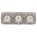 Busch-Jaeger Busch-Duro 2000 SI Set: 3x 20 EUC-212 Steckdose + 1x 2513-212  3-fach Rahmen Cremeweiß