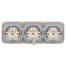 Busch-Jaeger Busch-Duro 2000 SI Set: 3x 20 EUCKS-212 SCHUKO Steckdose erh.Berührungsschutz + 1x 2513-212 Abdeckrahmen 3-fach Cremeweiß