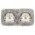 Busch-Jaeger Duro 2000 SI Set: 2x 20 EUK-212 Steckdose mit Klappdeckel + 1x 2512-212 Abdeckrahmen 2-fach Cremeweiß