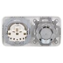 Busch-Jaeger Reflex SI Set: 1x Rutenbeck Anschlussdose flex 136104030 mit Zentralscheibe + 1x 20 EUC-214 SCHUKO® Steckdosen-Einsatz + 1x 2512-214 2-fach Rahmen Alpinweiß