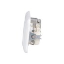 Busch-Jaeger Reflex SI Set: 1x Rutenbeck Anschlussdose flex 136104030 mit Zentralscheibe + 2x 20 EUC-214 SCHUKO® Steckdosen-Einsatz + 1x 2513-214 3-fach Rahmen Alpinweiß