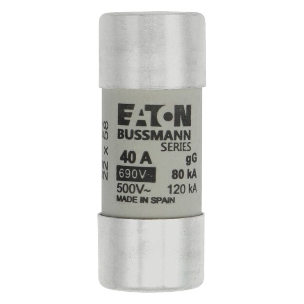 eaton Sicherungseinsatz CYLINDRICAL FUSE 22 x 58 40A GG 690V AC