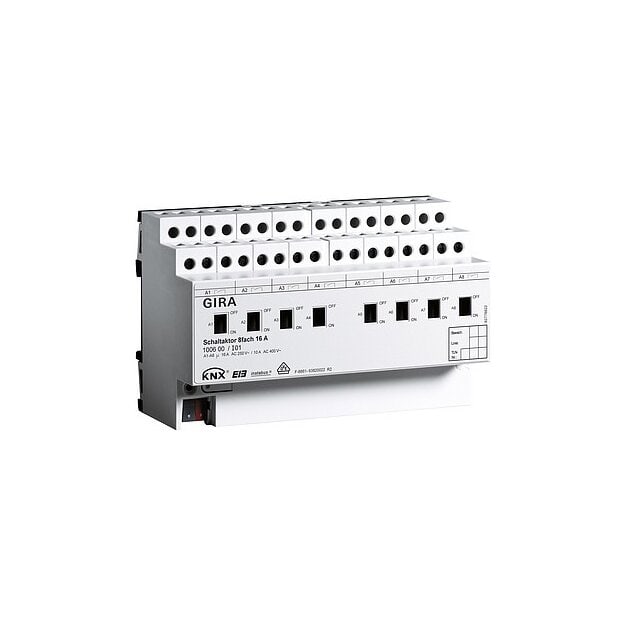 Gira 100600 Schaltaktor 8-fach 16 A Hand KNX REG