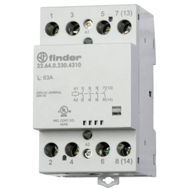 Finder Installationsschütz 22.64.0.024.4310 4S 63A Spule 24VAC/DC